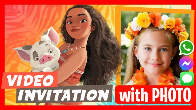 Editable Moana Maui Video Invitation