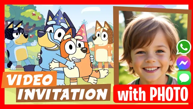 Editable Bluey and Bingo Video Invitation