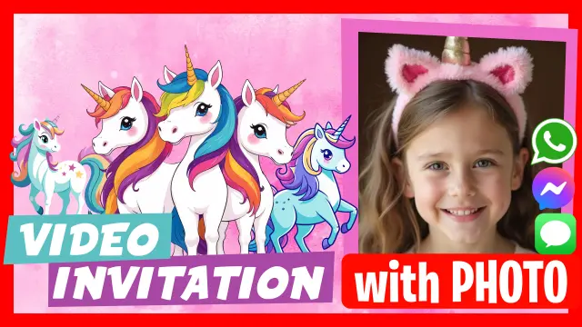 Editable Unicorn Video Invitation