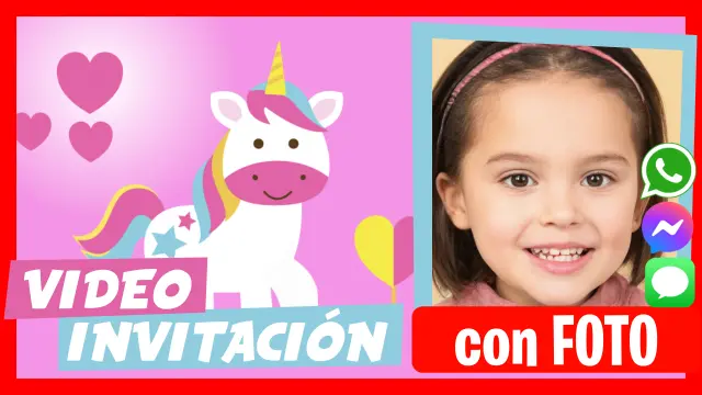 Video Invitación Editable de Unicornio