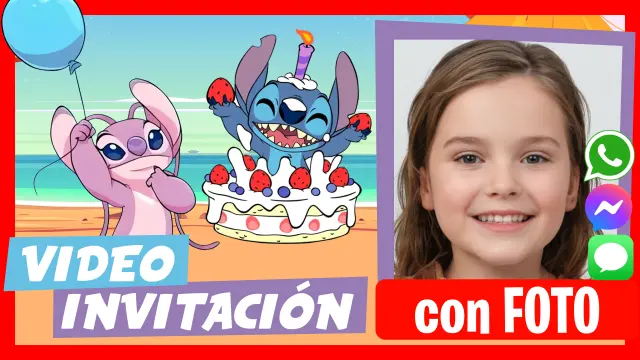 Video Invitación Editable de Stitch y Angel