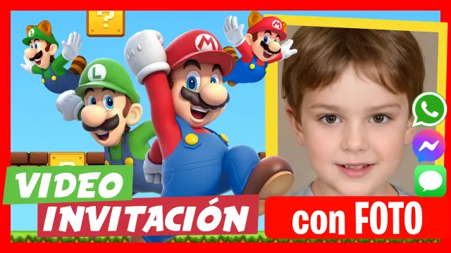 Video Invitación Editable de Mario Bros