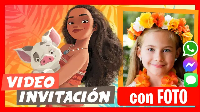 Video Invitación Editable de Moana Maui Vaiana