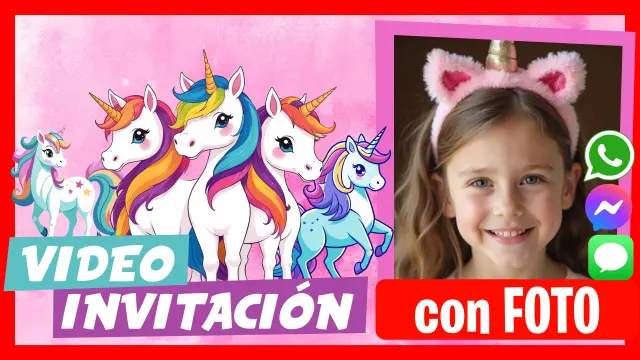 Video Invitación Editable de Unicornio