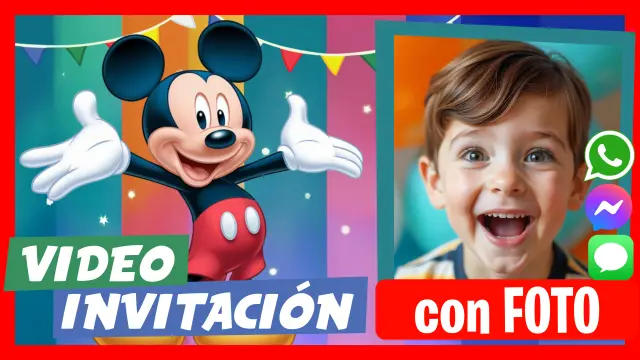 Video Invitación Editable de Mickey