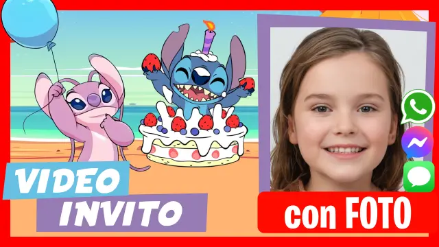 Video Invito Modificabile Stitch e Angel