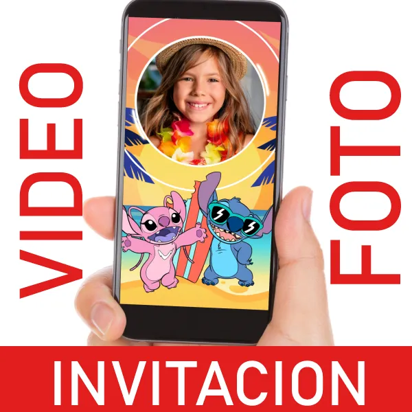 Video Invitación Stitch y Angel para Cumpleaños